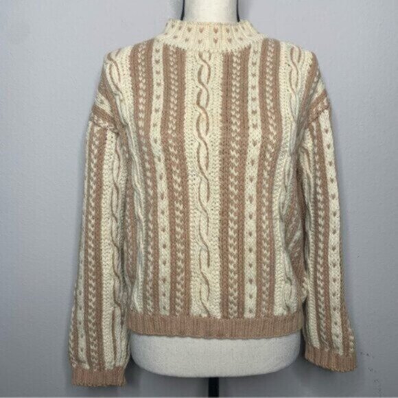 Esprit Vintage Oversized Cowl Neck Chunky Cable Knit Sweater - Picture 8 of 14